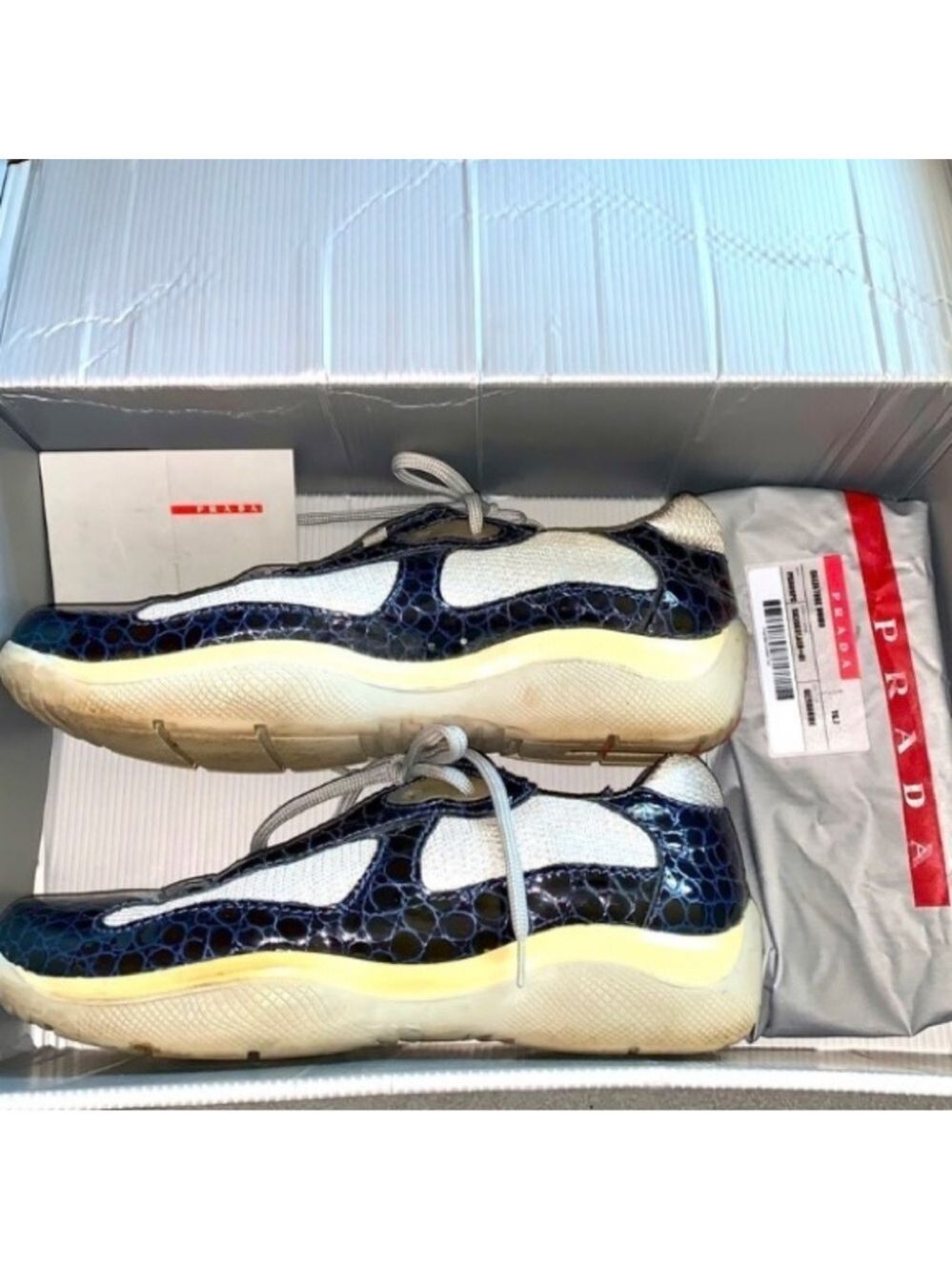 PRADA Alligator Print America Cup Sneakers